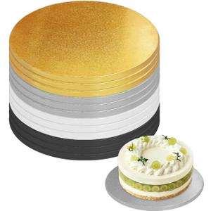 12 PCS 12 Inch Cake Drums Round, 1/2 Inch Thick Cake Boards, Four Colors: White, Gold, Black and Silver, Professional Quality Cardboards