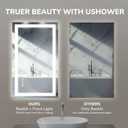 USHOWER LED Bathroom Mirror 40x24 Inch Tempered Glass - Frameless LED Backlit Lighted Mirror for Bathroom Vanity with Anti-Fog, 3 Colors Dimmable, Memory Function, Wall-Mounted