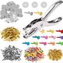 200 Pieces Paper Fasteners Brads, Multi Color Mini Brads Round Fasteners with 200 Pieces Silver Washers and Single Hole Metal Punch Pliers, Metal Paper Brads for Craft, Scrapbooking, DIY Supplies