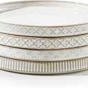 Getstar 8 Ceramic Dinner Plates, Set of 4, Microwave & Dishwasher Safe, Salad Pasta Deep Plates with Embossments Set of 4