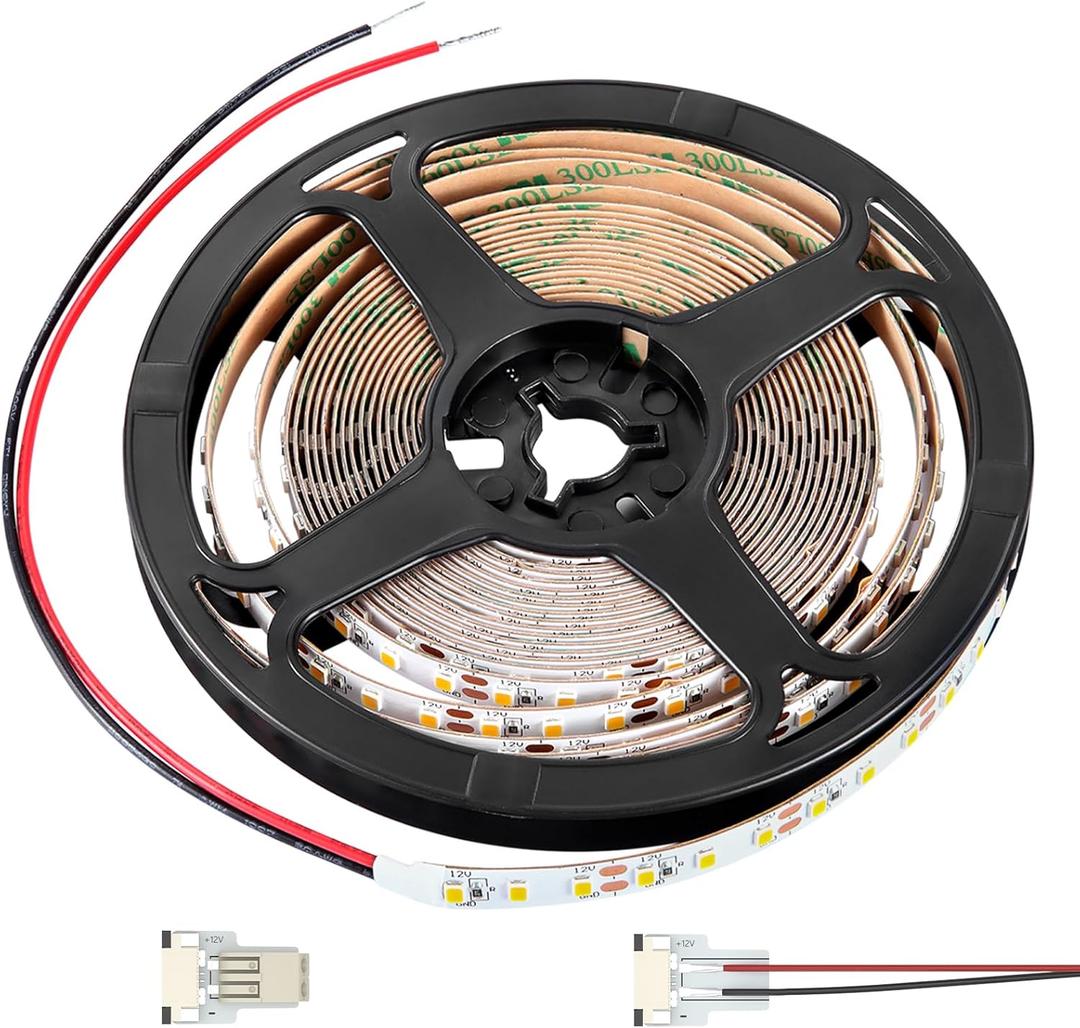 RV Flexible LED Strip Light 12V Dimmable Tape Light 16.4 ft 600 LEDs Width 5/16 for Camper Van Motorhome Truck Trailer Interior Lighting, 2000 Lumen CRI 90+ Indoor Only (6500K)