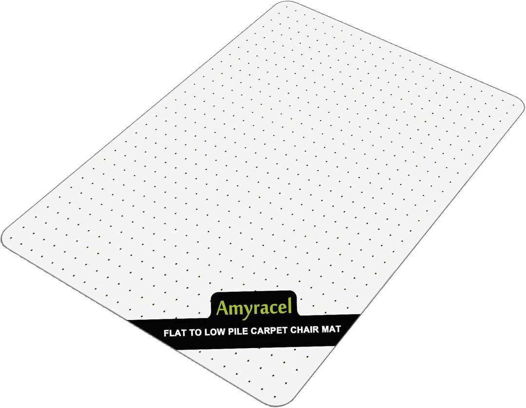Amyracel Office Chair Mat for Low Pile Carpets, 45" x 53" Computer Mat, Clear Desk Mat for Carpeted Floors, Easy Glide Floor Protector (45" X 53" Rectangular, For Carpets)