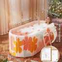 Portable Bathtub Ice Bath Tub - Foldable Collapsible Bathtub for Adult Shower Bathroom Hot SPA Soaking Cold Plunge Tub Freestanding Bathtub 59"Lx22"Wx20"H Pink