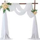 VOILYBIRD White 20 Feet Gauze Wedding Arch Draping Fabric, 2 Panels Cheesecloth Ceiling Drapes for Wedding Ceremony Party Bridal Decoration