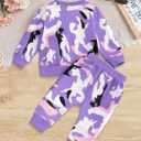 WIQI Toddler Baby Girl Clothes Cute Print Long Sleeve Pullover Sweatshirt Pants Fall Outfits Set (12-18 Months, Purple)