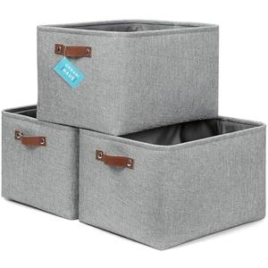 OrganiHaus Extra Large Fabric Storage Bins for Shelves 16x13in, Closet Storage Baskets for Shelf Organizing, Canvas Rectangle Bins for Organization, Linnen Baskets for Organizing - Gray