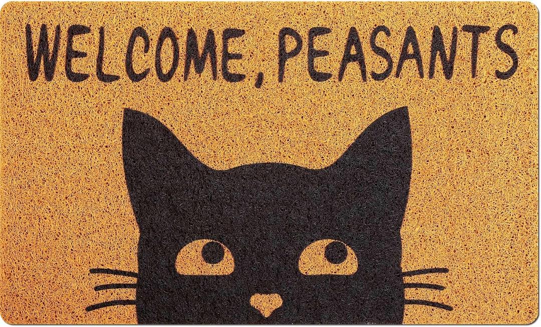 Mindsoft Welcome Peasants Cat Doormat Mat Funny Black Doormat Rug Door Front Door Rug for Bedroom Home Indoor Holiday Decoration 18 x 30 Inch(Peasants Cat)