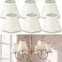 VIHOSE Set of 6 2.9" Top x 5.9" Bottom x 5.1" Height Lamp Shade with Petal Edge Chandelier Shades Fabric Scalloped Lampshade for Floor Wall Lamps Table Living Room Bedroom (Light Green Edge)