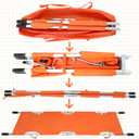 TrelaCo Folding Stretcher 81 x 21.3 x 5.4 Inch Aluminum Alloy Collapsible Gurney Emergency Portable Stretcher with Heavy Duty Handles Rubber Feet for Ambulance Patient Transport, Orange