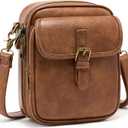 Small Messenger Bag Vegan Leather Crossbody Bag for Women Men, Vintage Cross Body Shoulder Purse with Card Slots (Brown)