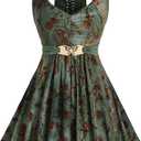 ROSE GAL Plus Size Womens Flowy Summer Racerback Tank Top Flower Elegant Flocking Ruched Butterfly Back Lace-up Casual Tunic Blouse Top Sleevesless V NEC Shirt(Green_1/L)