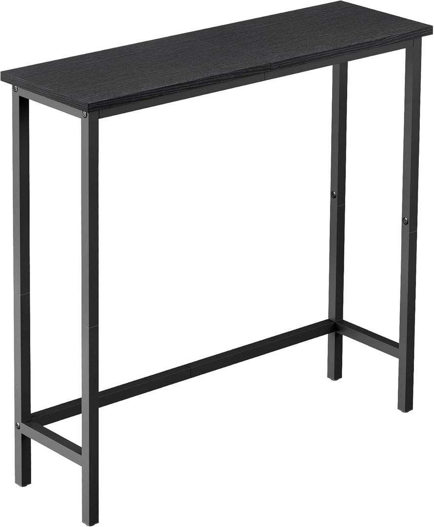 HollyHOME Narrow Console Table, 29.5" Slim Entryway Table, Sofa Stand, Hallway Shelf for Hallway, Bedroom, Living Room, Foyer, Black