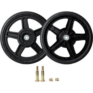 Replacement 12 Inch Lawn Mower Wheels for Most Standard Push Lawn Mowers, Generator, Garden Tiller, Handtruck - Universal Push Mower Wheels with Bolts & Lock Nuts Kit (Set of 2)