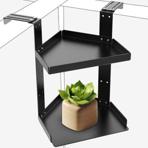 2 Layers Office Cubicle Shelf for Office Decor with Adjustable Hangers Corner Shelf for Cubicle Height Adjustable Cubicle Corner Shelf with Hooks