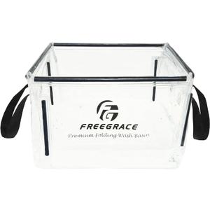 Freegrace Premium Folding Wash Basin - Collapsible Water Sink Container - Lightweight & Durable Transparent Plastic - Wash Dishes Everywhere - Suitable for Camping & Outdoor Activities (18L (Clear)