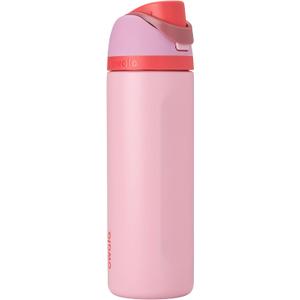 Owala FreeSip Insulated Stainless Steel Water Bottle with Straw for Sports and Travel, BPA-Free Sports Water Bottle, 24 oz, Pink, Angel Food Cake