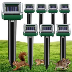 2026 Upgraded Mole & Snake & Skunk & Rabbit Repellent Solar Powered, Ultrasonic Deterrent Effective Get Rid of Gopher Raccoon Vole Groundhog Chipmunk for Yard Lawn Garden