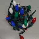 25 Foot C9 Multi Ceramic Christmas String Light Set - Opaque Bulbs - Roofline Light String - Green Wire