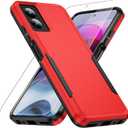 for Moto G Power 5G 2024 Case,with Screen Protector[Military Grade Drop Tested] Heavy-Duty Tough Rugged Shockproof Protective Case for Motorola G Power 5G 2024 6.7 inch, Red