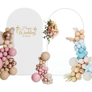 7.2FT Metal Wedding Arch Backdrop Stand with Arch Cover Spandex, Balloon Arched Frame Stand for Ceremony, Birthday Party Celebration,White