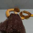 4 Pcs Halloween Costume Set Animal Ears Headband Tail Bowtie Tutu Skirt for Kids Adult Halloween Dress Up (Lion)