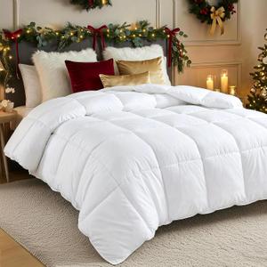 Utopia Bedding Comforters King Size, All Season Duvet Insert, Down Alternative Box Stitched Bed Comforter with Corner Tabs, Machine Washable (White) (King (Pack of 1))