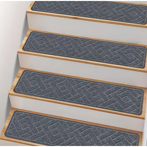 Non Slip Stair Treads for Wooden Steps,15 Pack 8" X 30" Stairs Carpet Treads Indoor with Reusable Peel and Stick Adhesive for Kids Elders and Pets