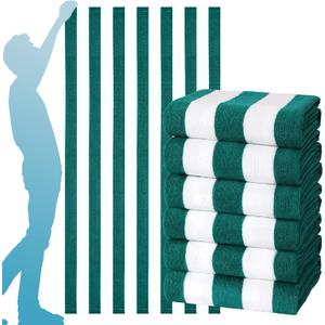 6 Packs Oversized 72X40 Inch Stripe Beach Towel Thin Terry Set Extra Large XL Big Clearance Soft Swim Absorbent Towels Pool Travel Accessories Essentials Camping Blanket Men Women Adults Gift Green