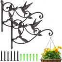 DEWEL 2 Pack Heavy Duty Iron Hanging Plant Bracket, Outdoor Wall Plant Hangers for Hanging Baskets, Bird Feeder, Flower Pot, Lantern, Wind Chime – Decorative Black Hook