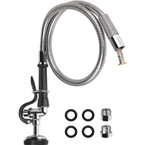 Pre Rinse Spray Valve with 45" Flexible Hose KANONEY Stainless Steel Hose 1.42 GPM Commercial Sink Sprayer Nozzle Head Replacement Kit for Dish Industrial Restaurant Kitchen Faucets, Black