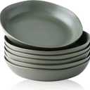 AmorArc 9.75'' Large Ceramic Pasta Bowls, 38oz Stoneware Serving Bowls Set of 6 for Kitchen, Oven, Microwave&Dishwasher Safe Bowls with Wavy Rim for Fruit Pasta Salad Meal, Reactive Glaze