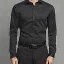 Van Heusen Mens Dress Shirt Slim Fit Ultra Wrinkle Free Flex Collar Stretch (13"-13.5" Neck 32"-33" Sleeve, Black)