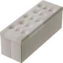 PRANDOM Jumbo Ottoman with Storage [1-Pack] Velvet Folding Small Square Foot Stool with Lid for Living Room Bedroom Coffee Table Dorm Beige 43x15x15 inches