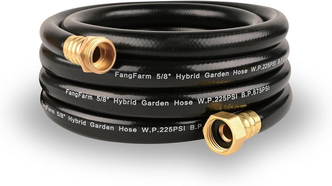 Rubber Garden Hose 15FT: 5/8" Durable Flexible Hose for Small Gardens & Patios - Sturdy Water Hose with Brass Fittings for Outdoor Cleaning & Yard Use