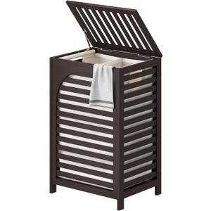 FILWH Laundry Hamper with Lid (16.9 * 13 * 26.5inches) Large Bamboo Laundry Bin Basket 85L Clothes Hamper with 1 Removable Bag Storage baskets for Bathroom(Brown)