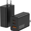 2Pack 100W USB C Charger Block, 3Port Fast Charging Adapter, Type C Fast Charging Blocks Cube PD USBC Wall Plug+QC3.0 USB A Charger Brick for MacBook Pro/Air,iPad,iPhone 17/16,Samsung S25 &More-Black