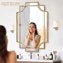 Gold Bathroom Mirror for Wall, 30"x40" Rectangle Vanity Mirror, Polished Beveled Modern Decorative Mirror for Entryway, Living Room, Bedroom (Horizontal/Vertical)