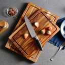 Acacia Wood Cutting Board for Kitchen Wooden Cutting Board with Deep Juice Groove and Handles, Wooden trays for meat, fruit and cheese