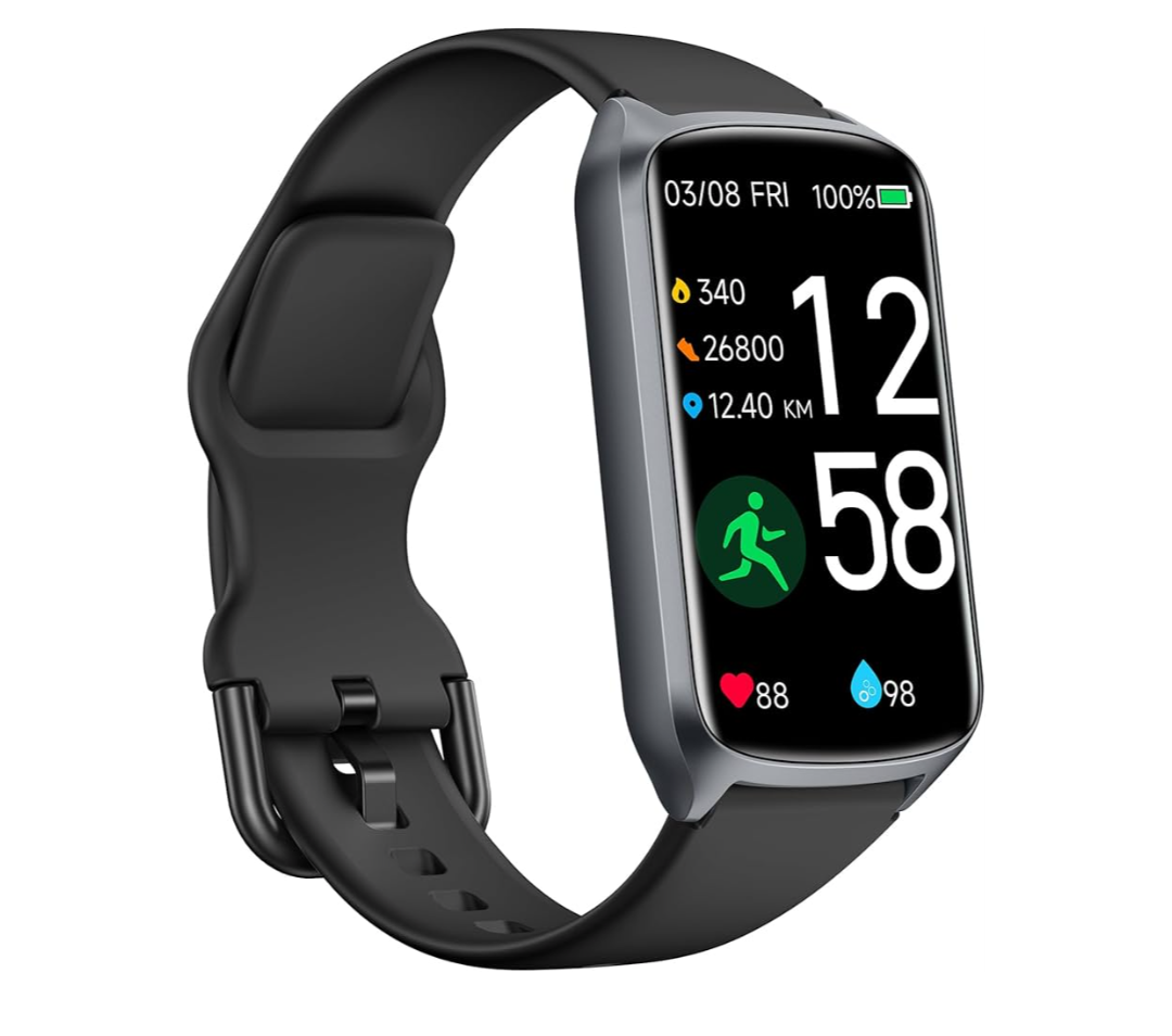 Health Fitness Tracker with 24/7 Heart Rate, Blood Oxygen, Blood Pressure, Sleep Tracker, 5ATM Waterproof Activity Trackers with Step Tracker, Pedometer (S & L Bands Included)