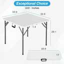 FDW 34" Folding Card Table Plastic, Portable Square Height, Perfect for Party and Parties Backyard Events, White