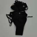 ZAFUL Women's Bikini Sets Ribbed Metal O Ring Criss Cross Two Piece Swimsuit Cheeky High Cut Side Tie Thong Bathing Suit (X-Large, Black)