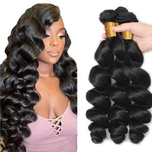 28 30 32 Inch Loose Wave Human Hair Bundles 300g 1B Bundles Human Hair Unprocessed Brazilian Virgin Remy Loose Wave Bundle Soft Real Hair Extensions