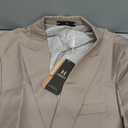 Mens Suit Slim Fit 3 Piece Double Breasted Suit Men Formal Tuxedo Set Casual Wedding Prom Groom Suits (Beige, M)
