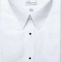 Men's Slim Microfiber Tuxedo Dress Shirt Laydown Collar, Non Pleat (16.5" Neck 33" Sleeve, White)