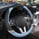 Cute Steering Wheel Cover for Women Men Leather Universal 15 inch,Black and Blue