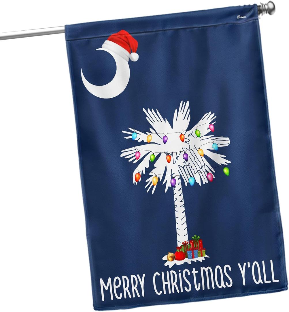 FLAGWIX South Carolina Christmas House Flag - Palmetto Tree Flag (29.5" x 39.5") - Decorations Home & Garden - Double Sided, Heavy Duty Canvas, Indoor/Outdoor