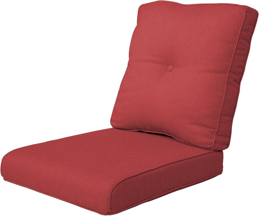 Patio Cushions for Outdoor Furniture - 2224 Inches High Back and Deep Seating Outdoor Cushion for Patio Chairs Sofa Couch Loveseat Water Resistant(Red/1 Set/Button)