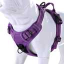 Truelove No Pull Dog Harness with Easy Control Handle and 2 Leash Attachments,Reflective Adjustable Pet Vest (Large (Pack of 1), Purple)