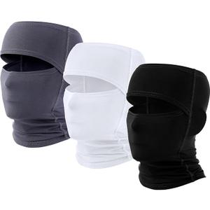 QFGasre Ski Mask Balaclava Face Mask Men Summer Shiesty Masks for Men Women Full Head Cover Motorcycle Helmet Skiing Accessories Face Shield Suitable for Cycling Running Hiking Rock Climbing (Black Gray White)