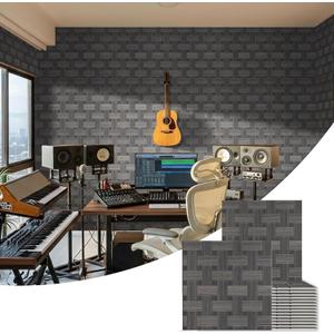 BUBOS 6 Pack Faux Wood Wall Panel,23.6"x23.6" Peel and Stick Acousitc Panel